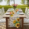 thumbnail image 4 of Table Runners 108 Inches Long Dress Scarves, Sunflower Farmhouse Coffee/Dining/Kitchen Table Runner for Living Room, Yellow Flowers Summer Botanical Wooden 13x108 Inch, 4 of 9