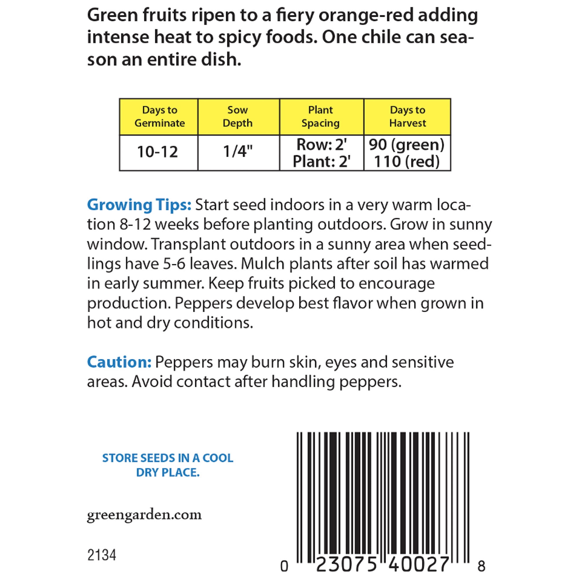 American Seed 100MG Pepper Jalapeno Mild Annual Vegetable, Full Sun