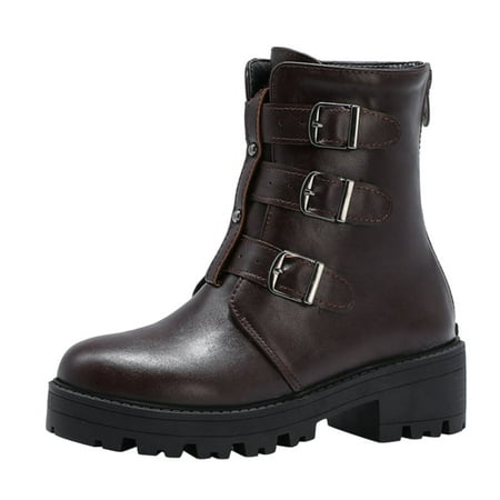 

GNEIKDEING Shoes Lace Winter Up Women s Wedges Black Botas Platforms Female Boots Soft Motorcycle Women Women s Boots Gift on Clearance