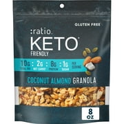 Ratio Coconut Almond Granola Cereal, 1g Sugar, Keto Friendly, 8 OZ Resealable Cereal Bag
