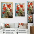 thumbnail image 4 of Designart "Red Geraniums Scarlet Bloom Collage II" Floral & Botanical Floater Framed Wall Art Living Room, 4 of 7