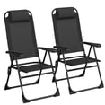 thumbnail image 6 of Pirecart 2PCS Folding Patio Chairs, 5 Level Adjustable Outdoor Lawn Chair with Removable Headrest, Teslin Fabric Patio Chairs with Ergonomic Armrest, Foot Pad, Black, 6 of 10
