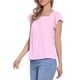 thumbnail image 4 of INSPIRAR CHIC Blusa de Mujer de Verano con Cuello Cuadrado y Mangas Cortas de Gingham S Rosa, 4 of 6