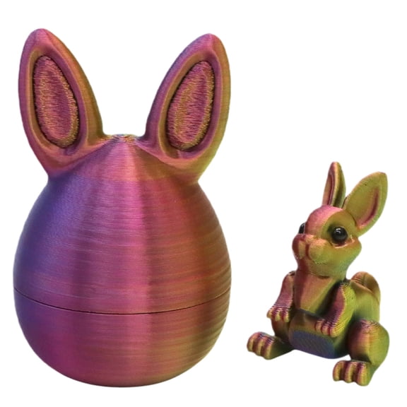 3D Printed Easter Eggs with Bunny Inside,3.27in Bunny Egg,Easter Basket Stuffers,Articulated,Flexible,Easter Gifts Home Executive Desk Decor,Easter Surprise Rabbit Eggs