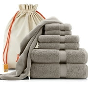 joluzzy Luxury 7-Pic Silver/Gray Towel Set - 100% Long-Staple Turkish Cotton - High Absorbent 700 GSM - Soft & Plush - Hotel Quality - 2 Bath Towels, 2 Hand Towels, 2 Face Towels, 1 Floor Mat