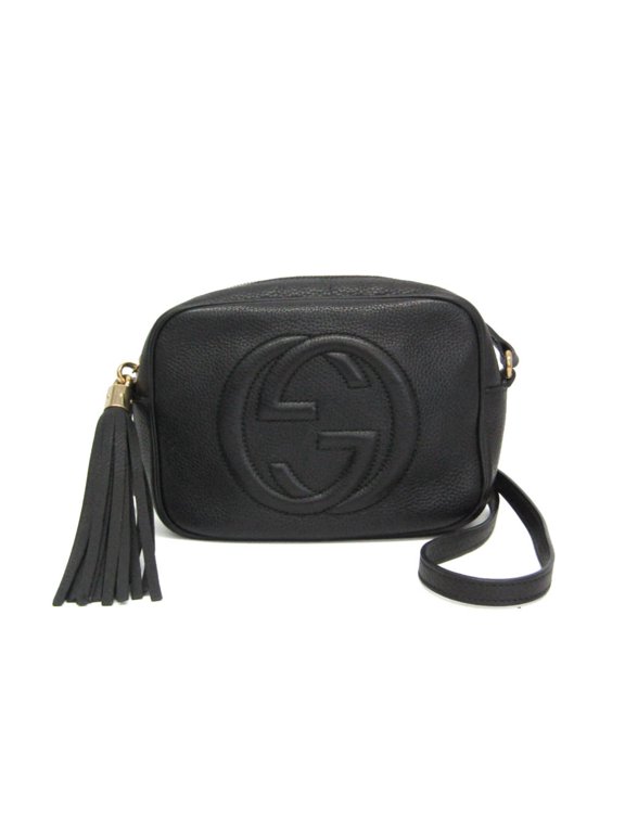 Pre-Owned Gucci Soho Disco Bag Interlocking G 308364 Women's Leather Shoulder Bag Black