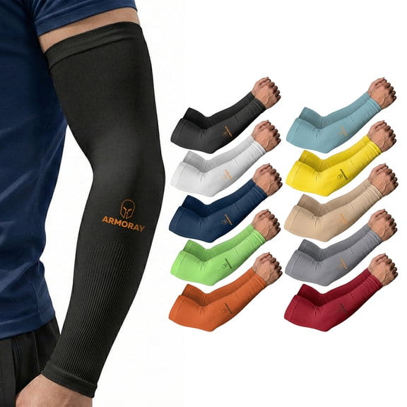 ARMORAY Arm Sleeves for Men or Women Basketball Golf Running Football Cycling (10 Pair)