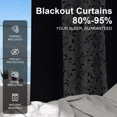 thumbnail image 3 of Lfeey Blackout Curtains for Bedroom, Thermal Insulated Window Drapes, Dark Blue Leaves Print, 84 Inches Long, 2 Panels, 3 of 7