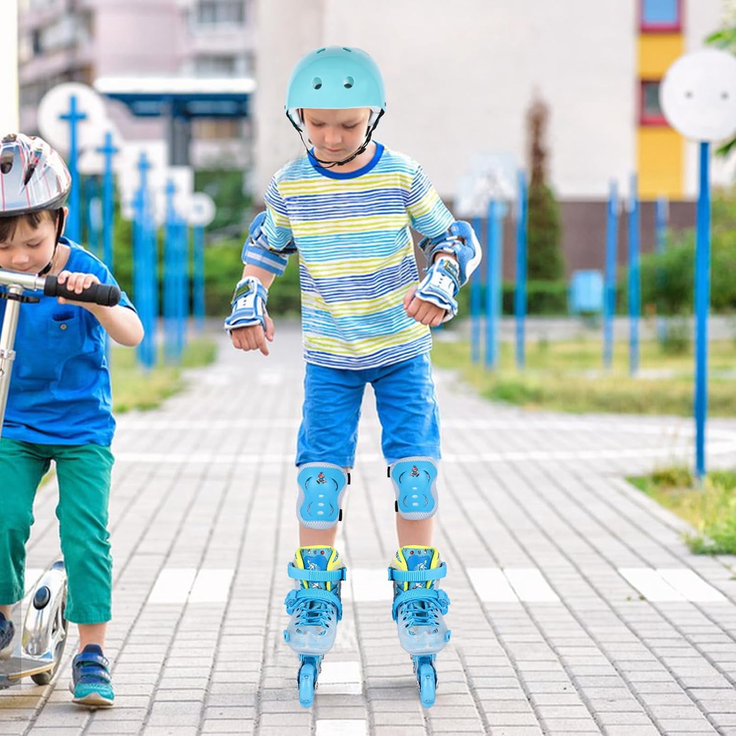 Inline Skates, Adjustable Children Inline Skates with Light up Wheels for Kids, Girls, Boys, Teens, Beginner & Advance | with Protective Gears and Carry Bag