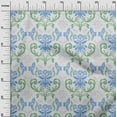 thumbnail image 3 of oneOone Georgette Viscose Medium Blue Fabric Asian Block Floral Sewing Material Print Fabric By The Yard 42 Inch Wide, 3 of 4