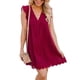 thumbnail image 1 of VISgogo, vestido informal para mujer, verano, cuello en V, manga volante, encaje, Jacquard, Color sólido, vestidos sueltos con pantalones cortos forrados VISgogo moda, 1 of 9