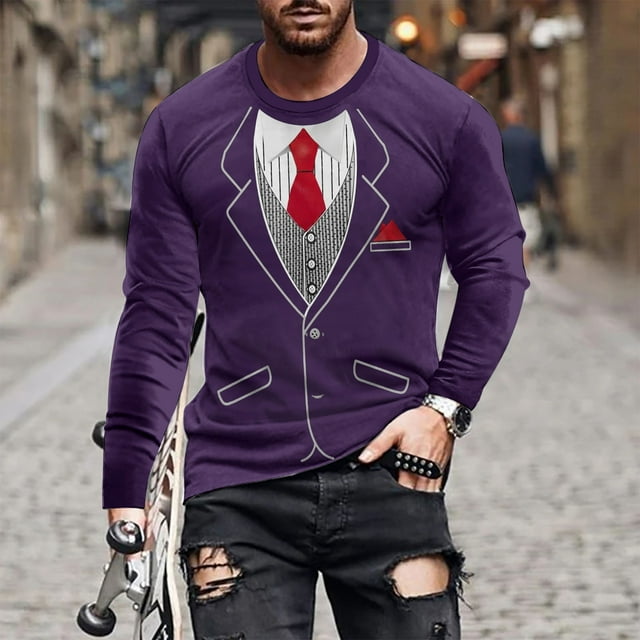 Blusas y camisas de manga larga y cuello redondo, camisetas casuales de moda para hombre, camisetas deportivas con estampado navideño, camisetas de manga larga, blusas de manga larga y cuello redondo,