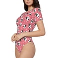 thumbnail image 2 of Daiia French Bulldog Face print Women's Crew Neck Short Sleeve Bodysuit Fashion Tops Fit Casual Basic Extender Bodysuit-Large, 2 of 9