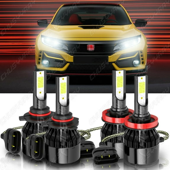 For Honda Civic 2016-2020 4PC 9005 H11 6000K High Low Beam LED Headlight Bulbs