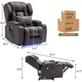 thumbnail image 6 of IPKIG Brown Wood Frame Faux Leather Power Recliner with Heat and Massage for Home Theater, 2-Piece Set, 6 of 7