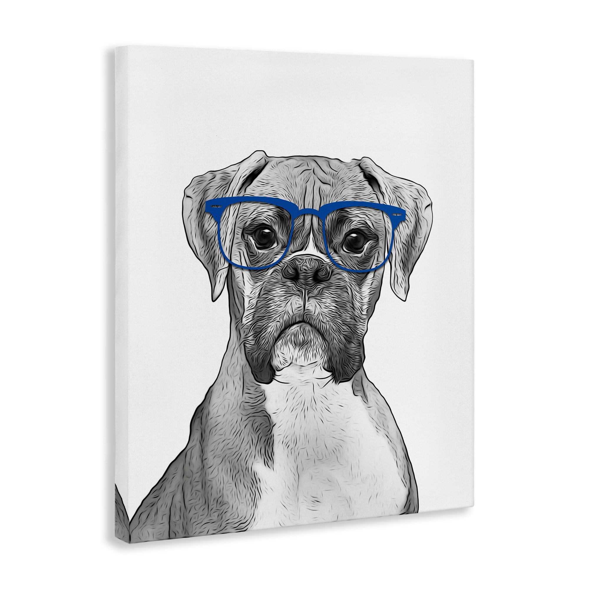 Stupell Industries Fun Boxer Dog Wearing Glasses Animals & Insects Painting Gallery Wrapped Canvas Print Wall Art