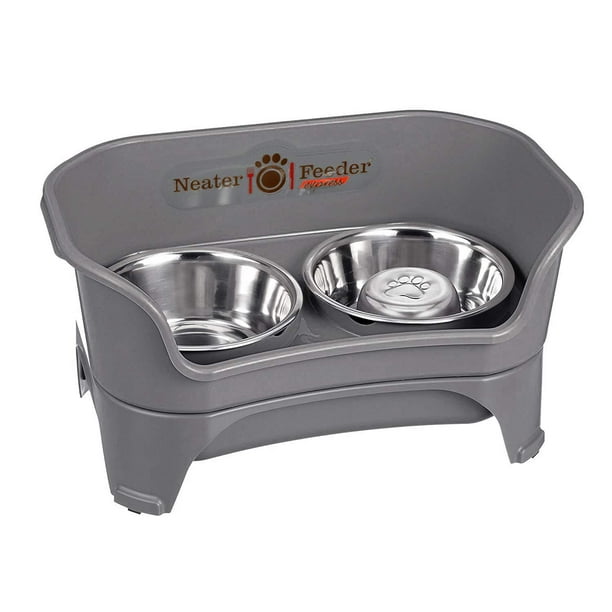 Neater Feeder Express (Medium to Large Dog, Gunmetal) & Slow Feed Bowl