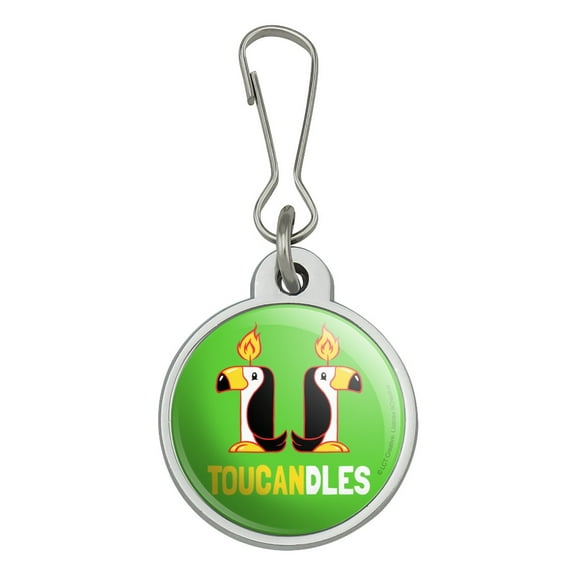 Toucandles Toucan Two Candles Funny Humor Jacket Handbag Purse Luggage Backpack Zipper Pull Charm