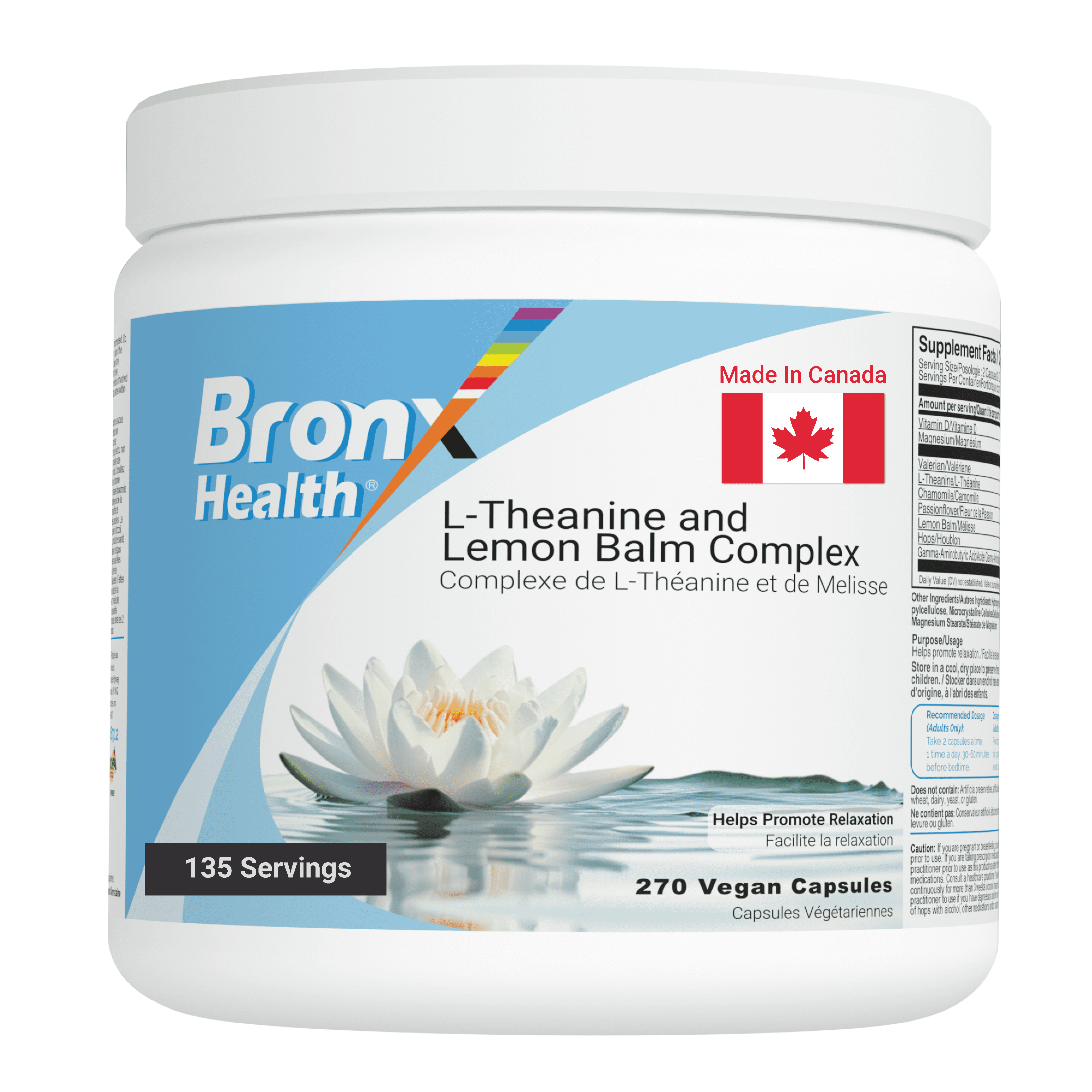 Bronx Health BRONX L-Theanine and Lemon Balm Complex 270 Vegan Capsules