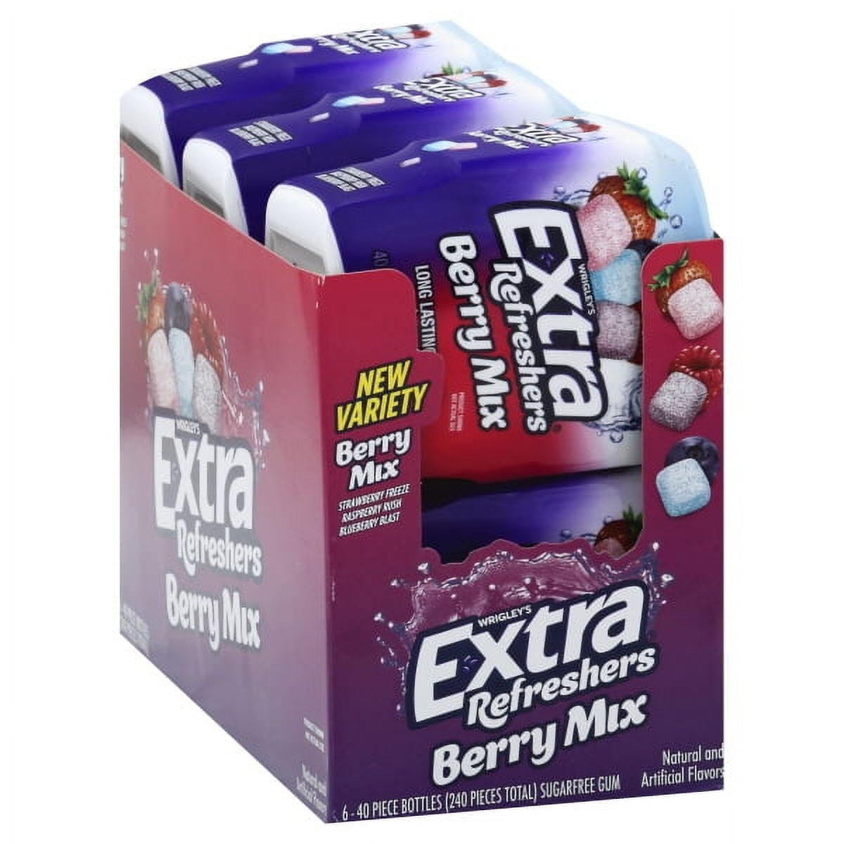 Extra Refreshers Sugarfree Berry Mix Gum 6 - 40 piece Bottles
