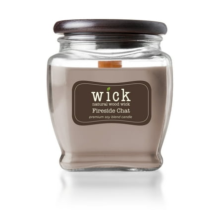 Wick Scented Jar Candle, Wooden Wick and Top, Fireside Chat, 15 oz, Single