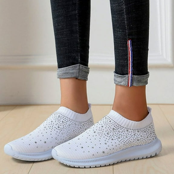 WHAMVOX Rhinestone Shoes 1 Pair for Women Fashionable and Breathable for All Seasons