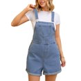 thumbnail image 2 of INSPIRAR CHIC Conjuntos de Denim para Mujeres Mono Casual con Tirantes Ajustables Pantalones Cortos de Jean M Azul Claro, 2 of 6
