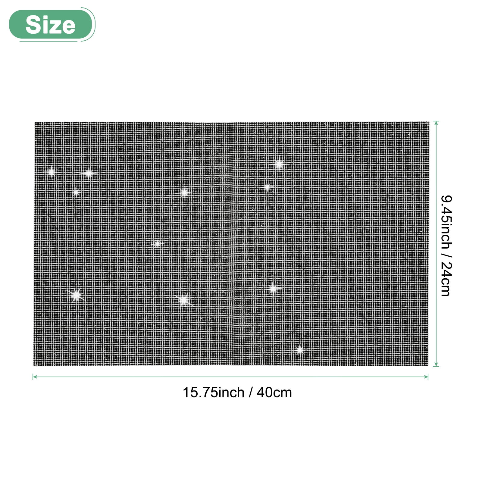 Uxcell 1-Roll Crystal Rhinestone Ribbon,15.75 Inch x 9.45 Inch for DIY Necklace/Crafts[Black]