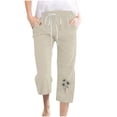 thumbnail image 2 of Pantalon Long pour Femmes à Taille Élastique avec Poches Décontractées, Imprimé, 2 of 4