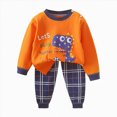 thumbnail image 3 of TOWED22 Infant Baby Boys Fall Outfit Pants Sets Long Sleeve 3 6 12 18 24 Months 2 3 4 5T Toddler Boy Pullover Pants Size:3-6 M,Color:Orange, 3 of 3