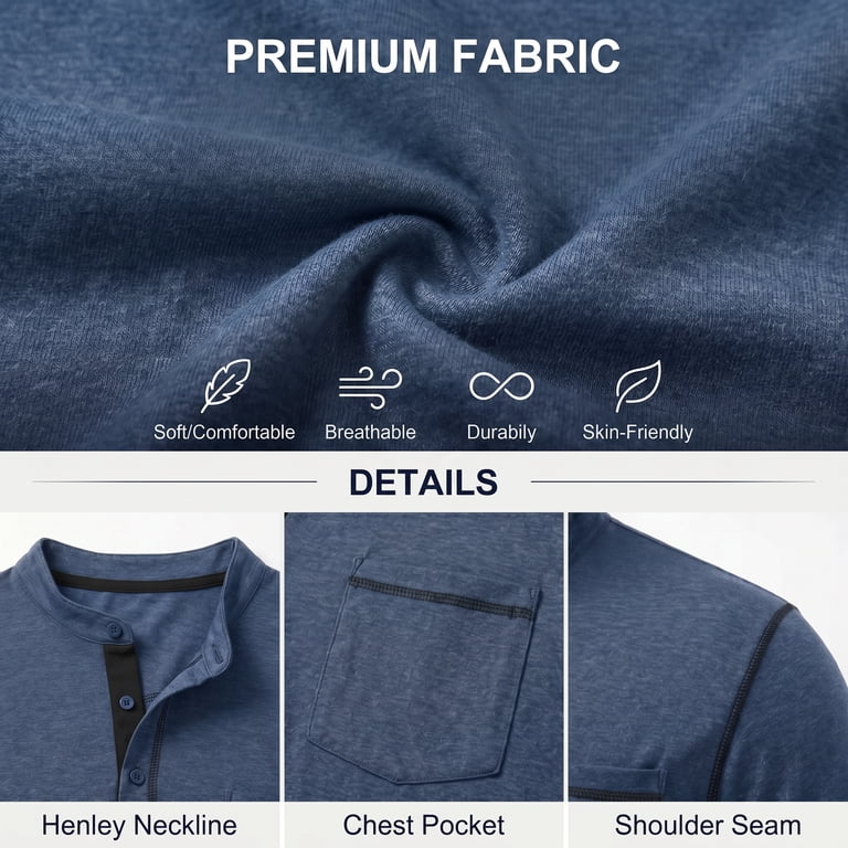GIRUNS Men's Long Sleeve Henley with Pocket photo 4