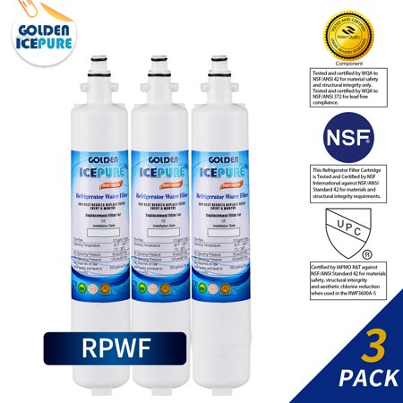 GOLDEN ICEPURE RPWF Refrigerator Water Filter Replacement For GE RPWF(NOT FOR RPWFE), WATER SENTINEl WSG-4, RWF3600A 3 Pack