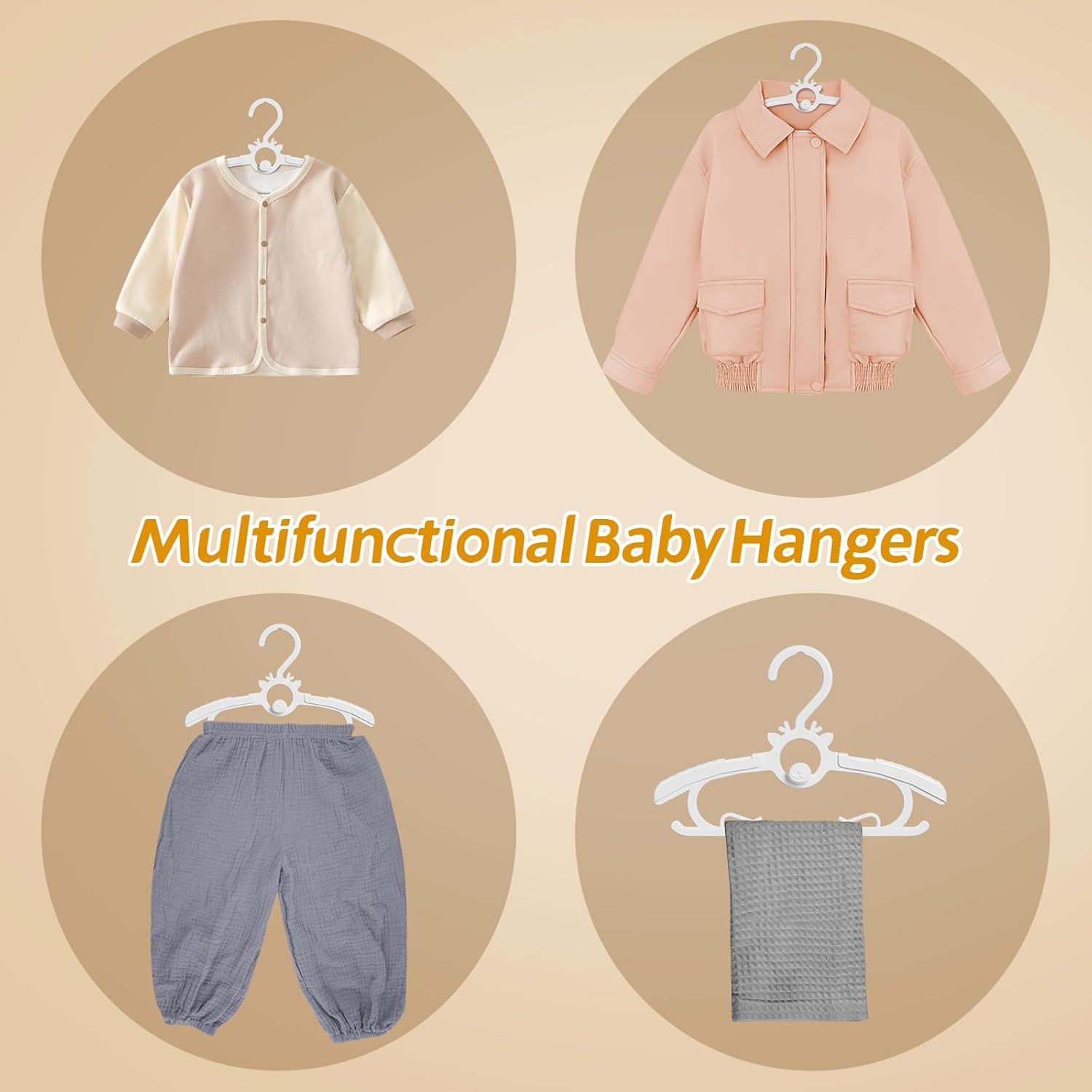 Baby Clothes Hangers 80PCS, 11"-14" Extendable and Stackable Kids Hangers, 45g Ultra-Thick Space Saving Non-Slip Plastic Hanger for Infant, Toddler and Nursery Closet,white