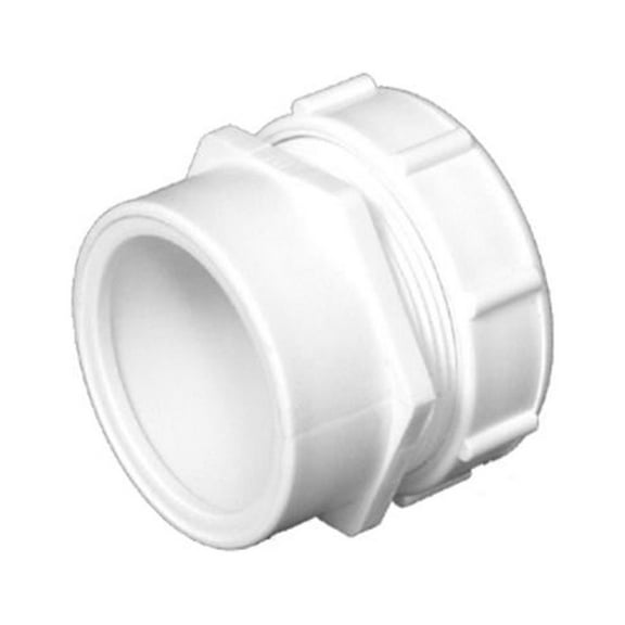 Charlotte Pipe PVC 00103P 0800HA Schedule 40 DWV PVC Male Trap Adapter, S x SJ, White, 1-1/2 x 1-1/2 In. - Quantity 50