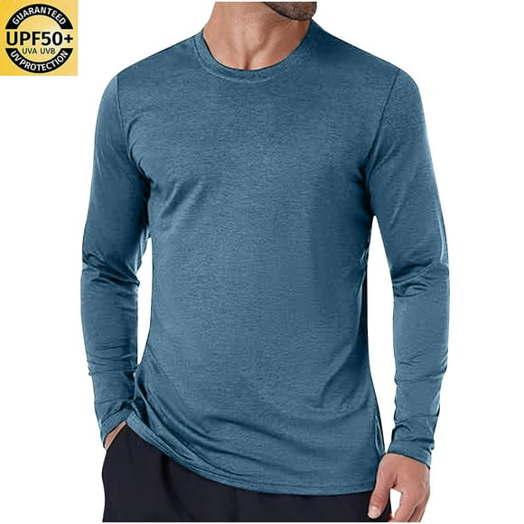 Pisexur Men's UPF 50+ Sun Protection UV SPF Shirts Long Sleeve Lightweight Quick Dry Swim T-Shirts Rash Guard Cool and Breathable Mens Sun Protection Shirts