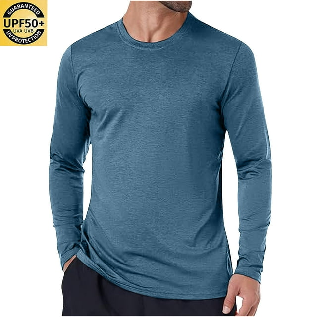 Amzcrzy Men's UPF 50+ Sun Protection UV SPF Shirts Long Sleeve Lightweight Quick Dry Swim T-Shirts Rash Guard Cool and Breathable Mens Sun Protection Shirts