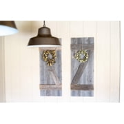 BARNWOODUSA Decorative Shutters Set of 2 Rustic Farmhouse Window Shutters with Traditional Barn Look Z Pattern Made from Reclaimed Wood Interior Country Style Decor Weathered Gray