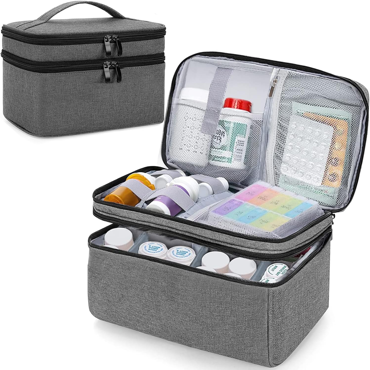Medicine Storage and Organizer Bag Empty,Pill Bottle Organizer Bag for Emergency Medication,, Home First Aid Box for Emergency Medication, Supplements or Medical Kits (Bag Only)