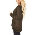 thumbnail image 3 of Women's Casual Solid T Shirts Twist Knot Tunics Tops Blouses Loose O-Neck Long Sleeve Tops Solid Blouse Khaki XXL, 3 of 8