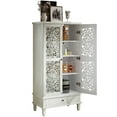 thumbnail image 5 of Atumcto 55" Tall Storage Cabinet with 2 Doors & Drawer, Vintage Carved Wood Accent Cabinet with Solid Wood Legs, Stylish Storage Solution for Living Room, Entryway, Dining Room, Antique Gray White, 5 of 17
