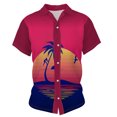 thumbnail image 5 of Camisas Cuello De Hombre Casual Breasted Short Single Printed Hombres Camisas de verano Manga Turndown Hombres Camisas (Wine, L), 5 of 5
