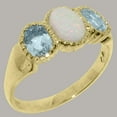 thumbnail image 2 of LBG British Made 18k Yellow Gold Natural Opal & Aquamarine Womens Statement Ring - 33 size options - Size 10.5, 2 of 7
