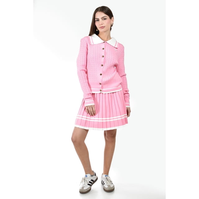 Conjunto falda plisada con sueter Roman Fashion /Juvenil, 50223 (Rosa) rosa M