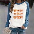 thumbnail image 2 of Rbaofujie Chandails d'Automne pour Femmes Mode Action de Grâce Décontracté Imprimé Col Rond Ample Manches Longues T-shirt Blouse Bleue Chandails à Capuchon pour Femmes, 2 of 4
