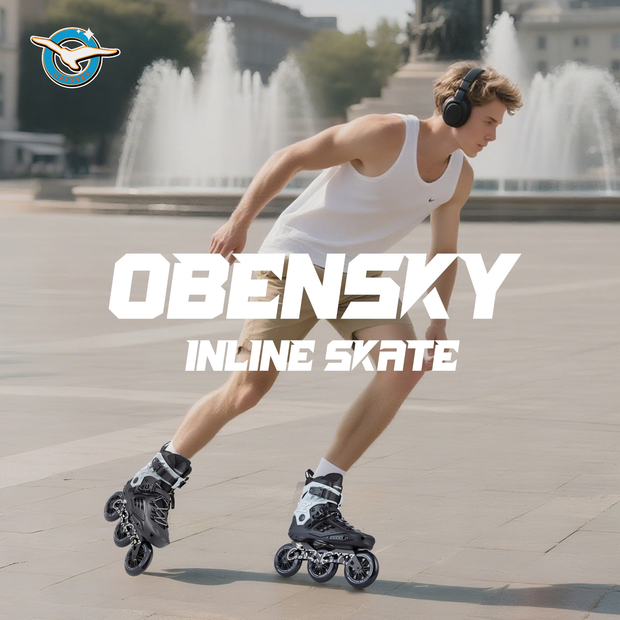 OBENSKY Adult Inline Speed Skates for Men & Women, 110mm Roller Blades Black&Gray