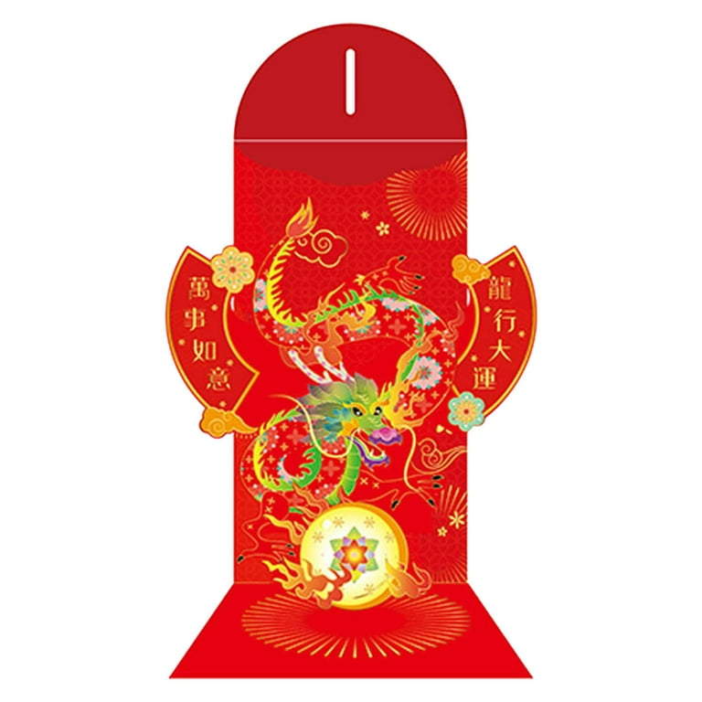 SDJMa 2024 Chinese New Year Red Envelope, 3D Dragon Lunar New Year  Envelopes Lucky Money Pocket Fortune Cash Bag Year of The Dragon Hong Bao  for