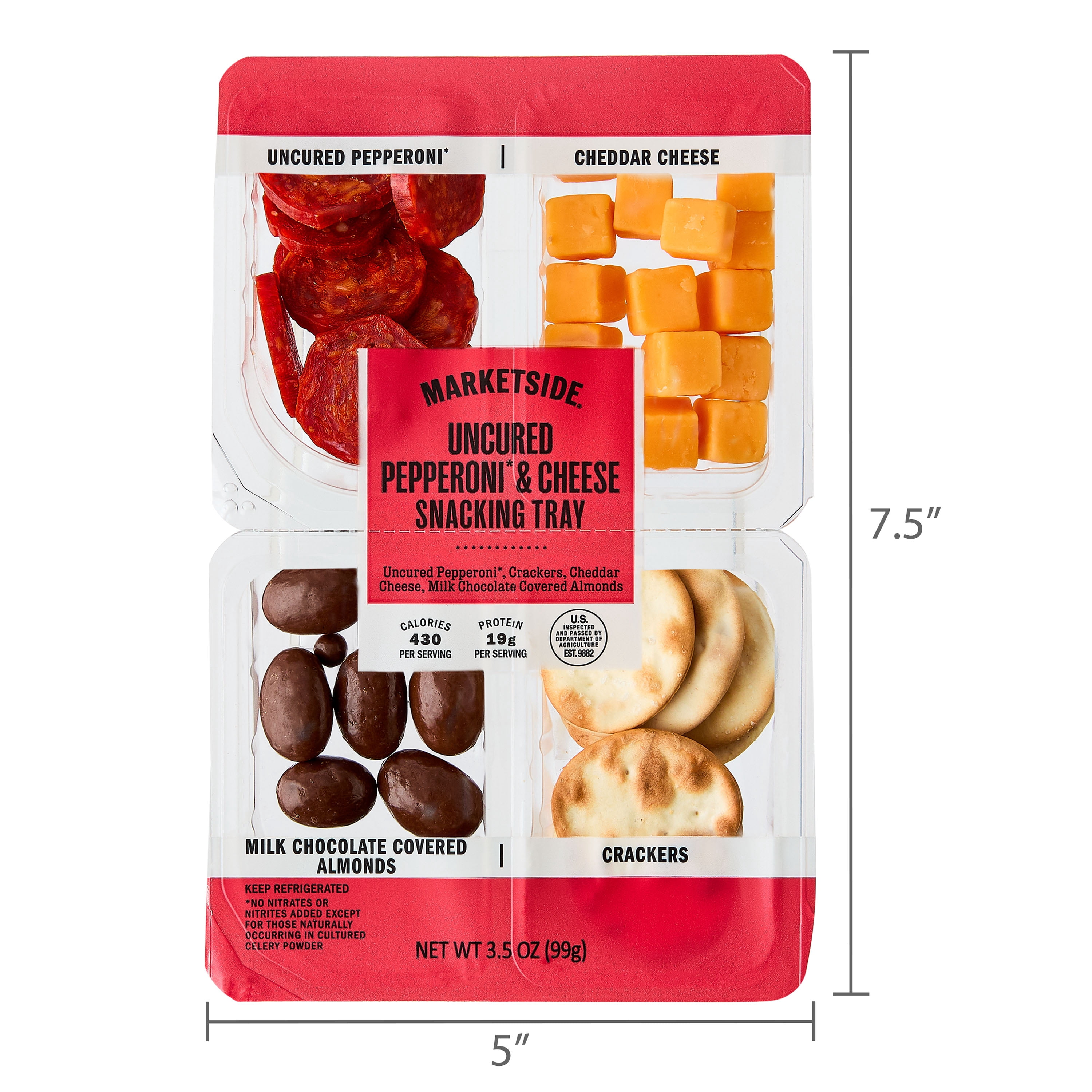 Marketside Uncured Pepperoni & Cheese Snacking Tray, 4 oz