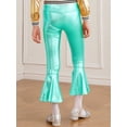thumbnail image 6 of Alvivi Kids Girls Metallic Jazz Latin Dance Flare Pants Ruffle Stretchy Bell Bottom 6-14 Lake Green 16, 6 of 6