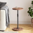 thumbnail image 2 of Adjustable Round Side Table - Small Space Nightstand - Brown Pedestal Design, 2 of 6