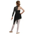 thumbnail image 3 of Aiihoo Kids Girls Ballet Lyrical Dance Dress Modern Contemporary One Shoulder Long Sleeve Maxi Dress Black 8, 3 of 7